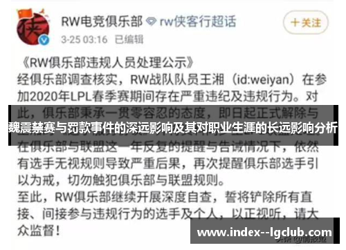 魏震禁赛与罚款事件的深远影响及其对职业生涯的长远影响分析